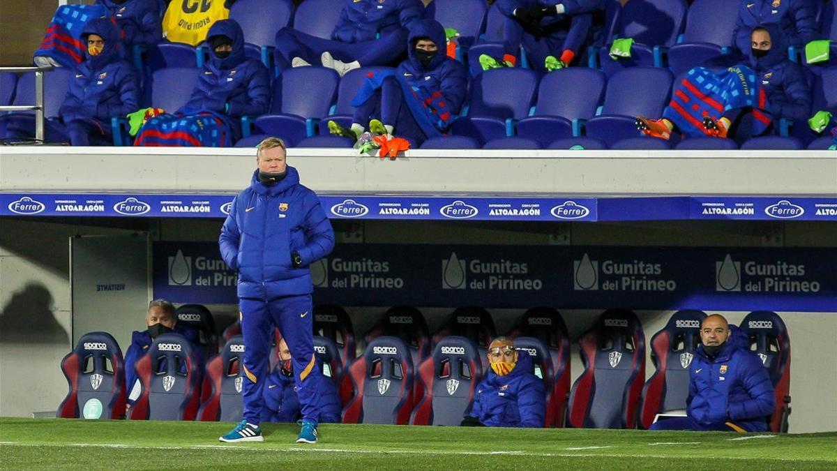 Ronald Koeman  head coach of FC Barcelona during La Liga football match played between SD Huesca and FC Barcelona at El Alcoraz stadium on January 03  2021 in Huesca  Spain   AFP7   03 01 2021 ONLY FOR USE IN SPAIN