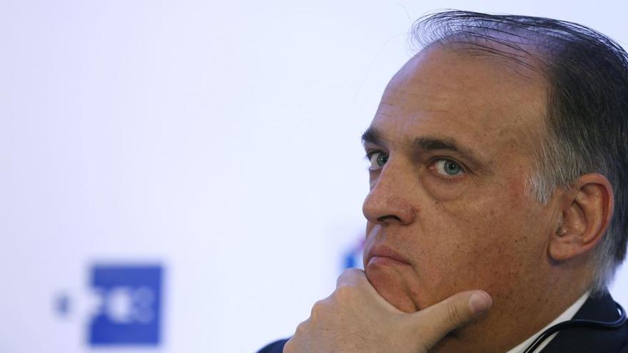 Javier Tebas, en una rueda de prensa.