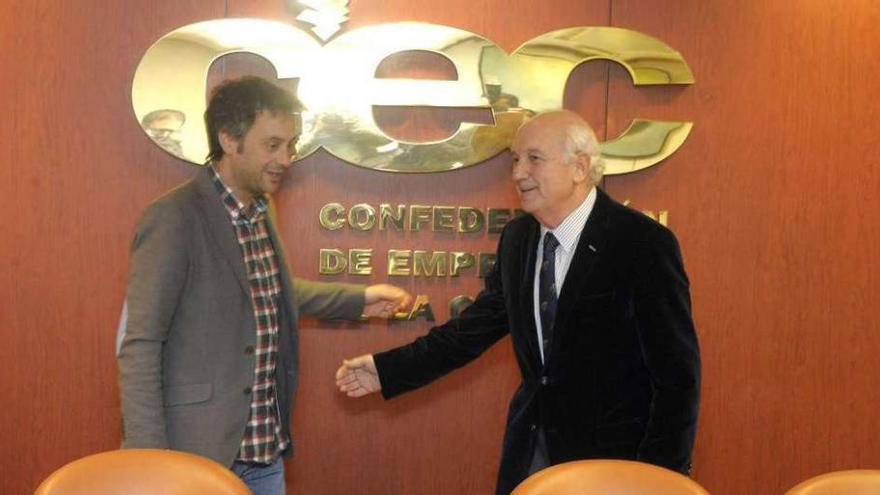 Xulio Ferreiro y Antonio Fontenla, en la sede de la Confederación de Empresarios.