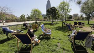 La plaza de las Glòries, en una escena que comienza ya a ser cotidiana.