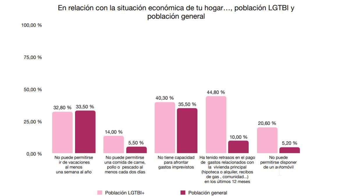Diferencias mostradas en el informe del estado socioeconómico de la población LGTBI+
