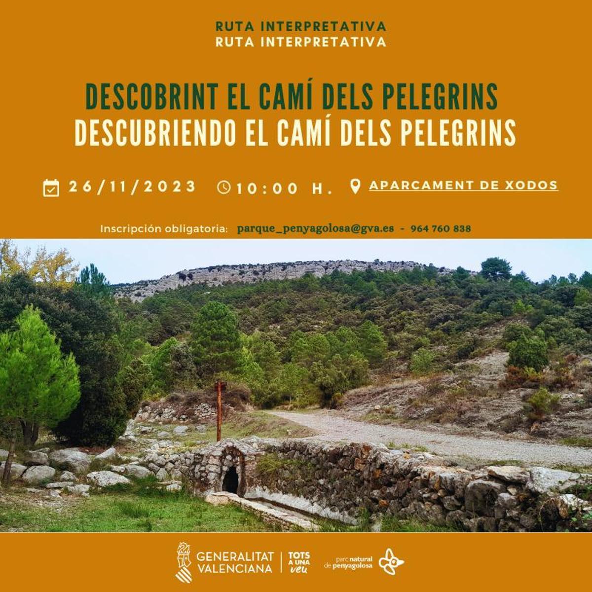 Cartel de la ruta interpretativa ‘Descubriendo el Camí dels Pelegrins’.