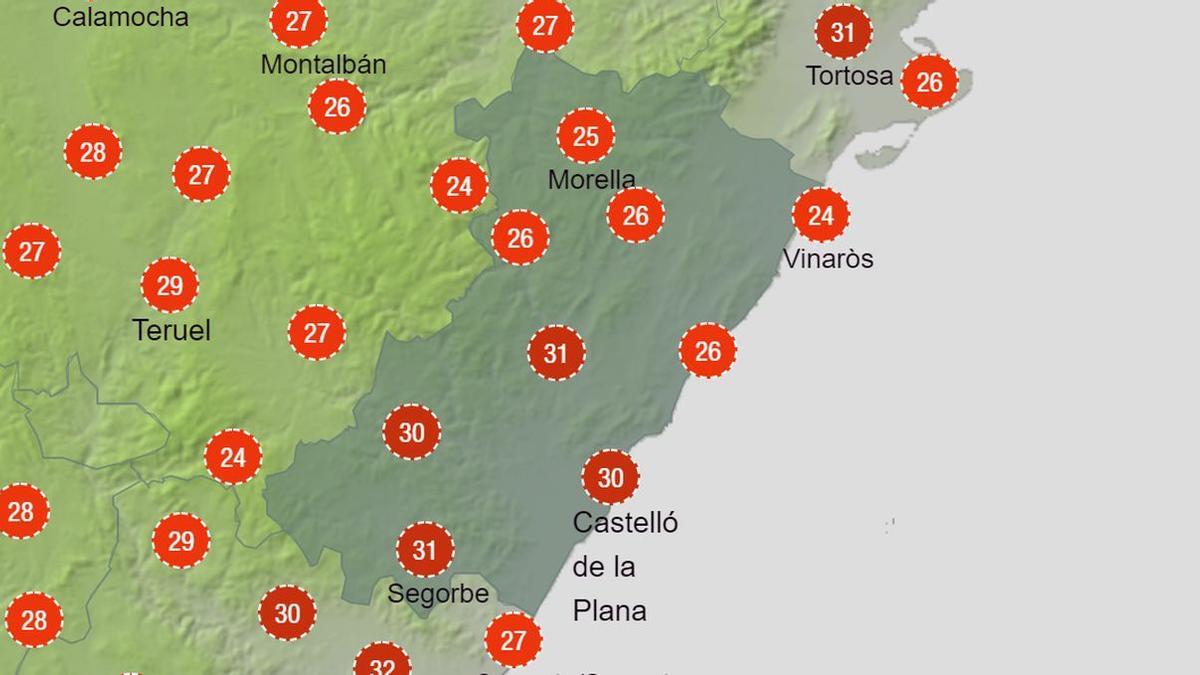 Esta es la sensación térmica que se sufrirá en Castellón al mediodía de este sábado.