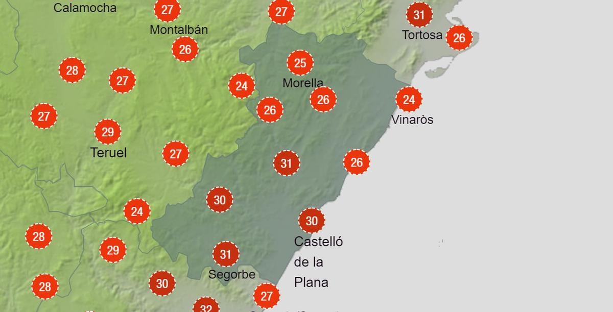 Esta es la sensación térmica que se sufrirá en Castellón al mediodía de este sábado.