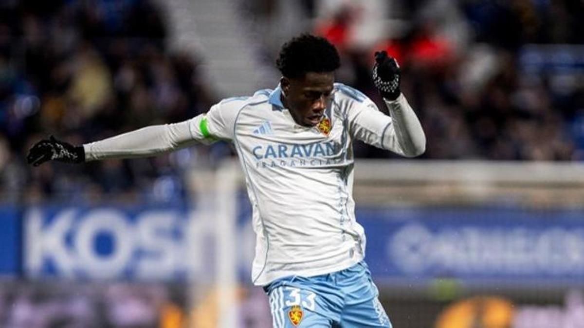 Saidu, en acción en el partido contra el Eibar en el Ibercaja Estadio.