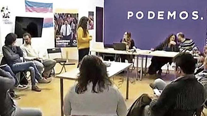 Gabinete de crisis de Podemos en Balears, el pasado sábado.