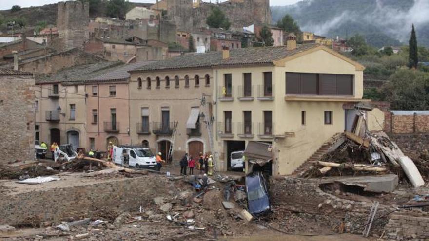 Montblanc destrozado por el temporal que azota Cataluña