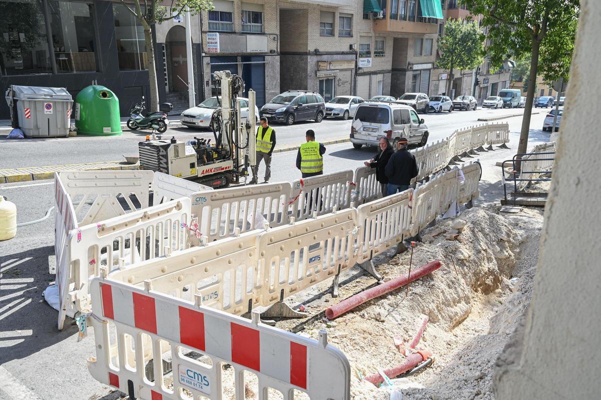 Zona afectada de la calle Clara Campoamor donde en febrero se realizó un estudio geotécnico