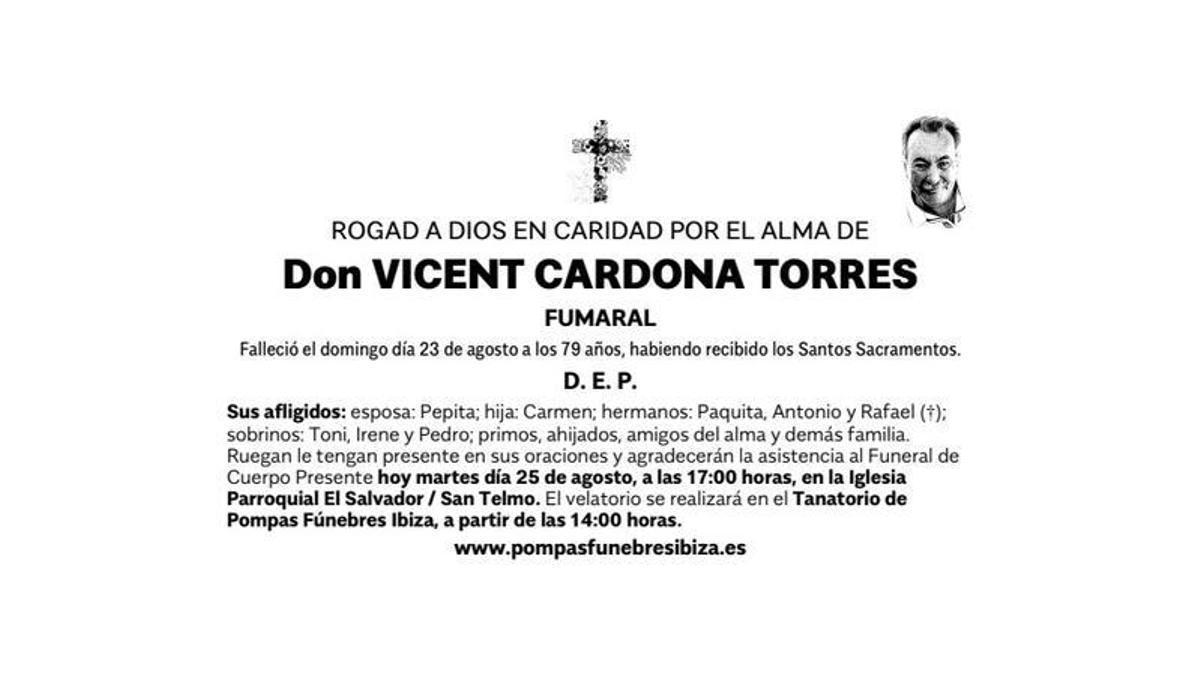 Esquela Vicent Cardona Torres