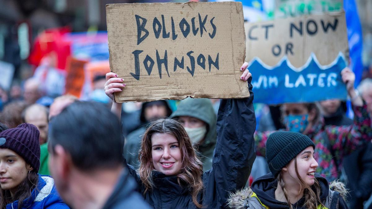 Manifestación por el clima en Glasgow.