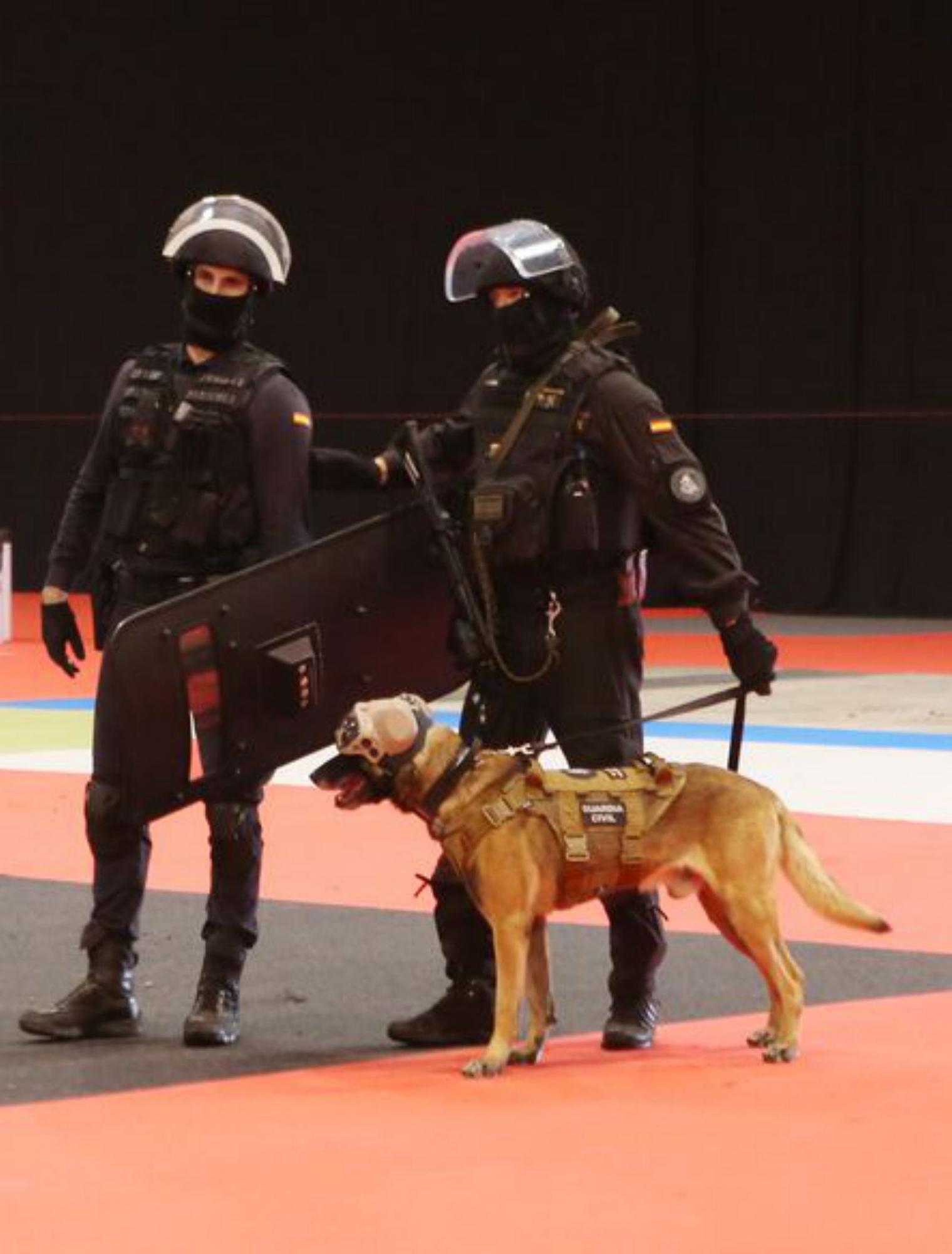 Dos agentes con un perro. |   // BERNABÉ/BÁRBARA CUIÑA