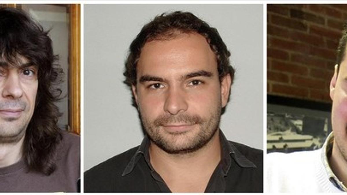 De izquierda a derecha: José Manuel López, Ángel Sastre y Antonio Pampliega, los tres periodistas españoles secuestrados en Siria.