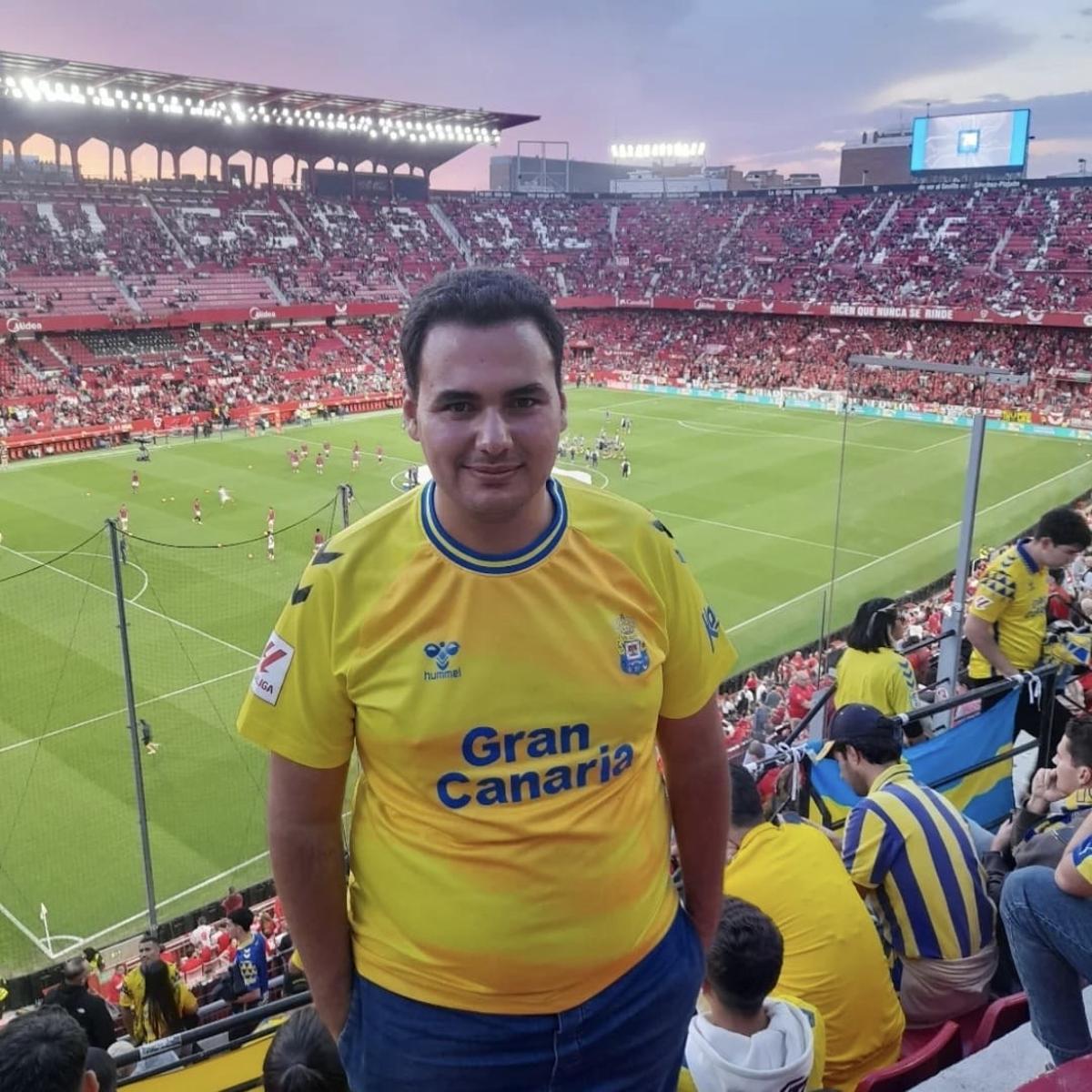 Saúl Molina Santana en el desplazamiento al Sánchez Pizjuán la temporada pasada