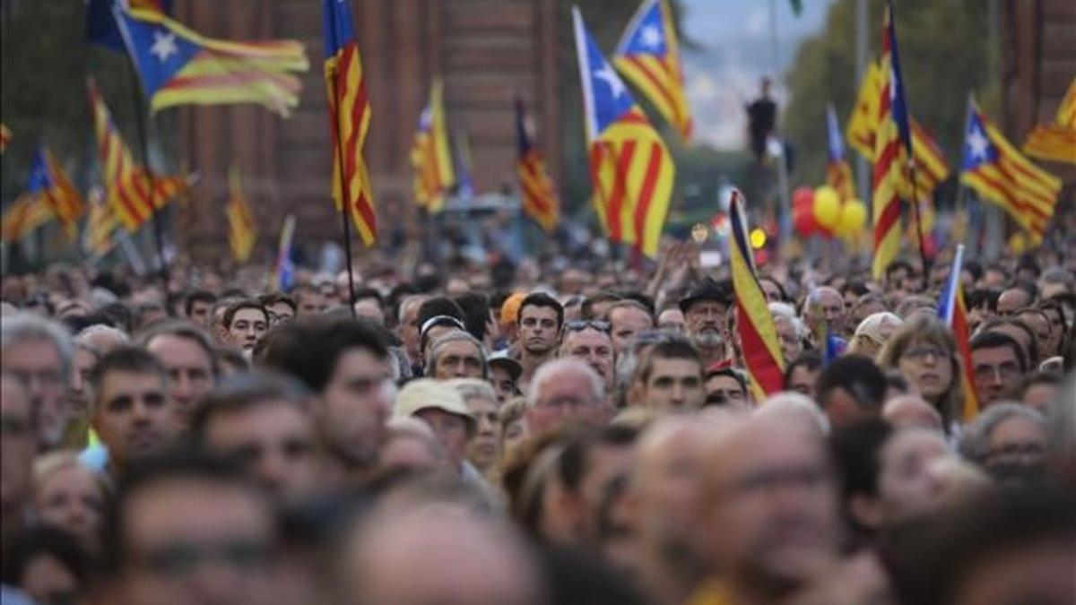 Concentración independentista el 10 de octubre del 2017