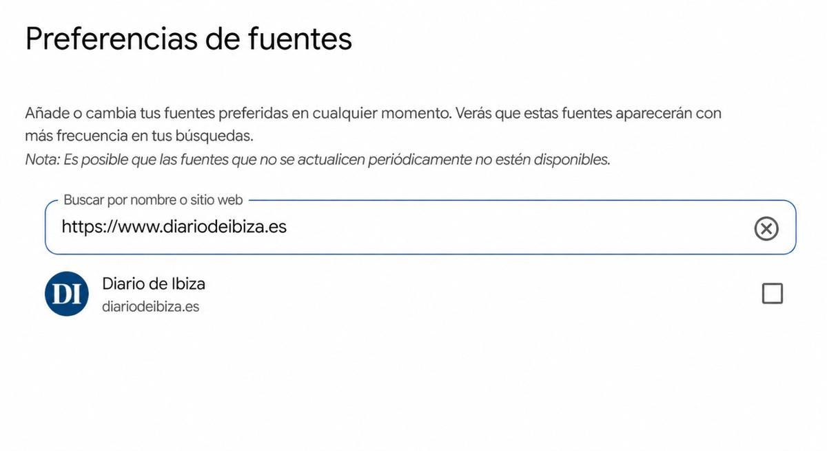 Preferencia de fuentes.