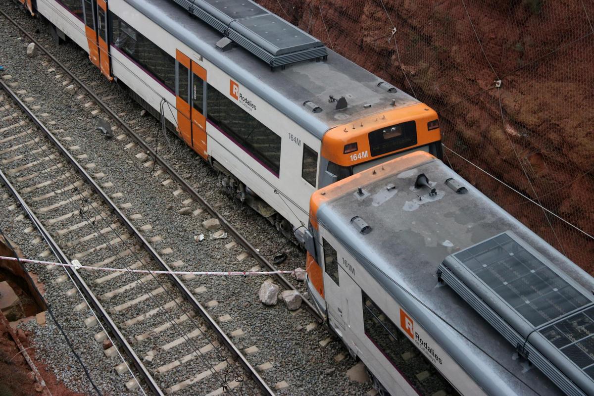 Pla curt dels vagons descarrilats del tren accidentat a Vacarisses el 20 de novembre de 2018