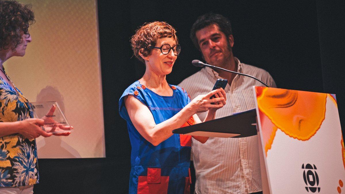 Marie Losier nun intre da súa intervención no Teatro Principal.