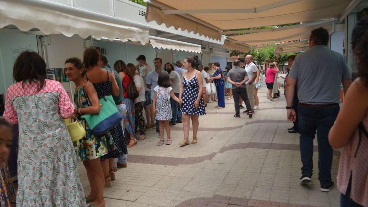 Visitantes a la Feria del Libro de Benavente, en los Paseos de la Mota. | E. P.