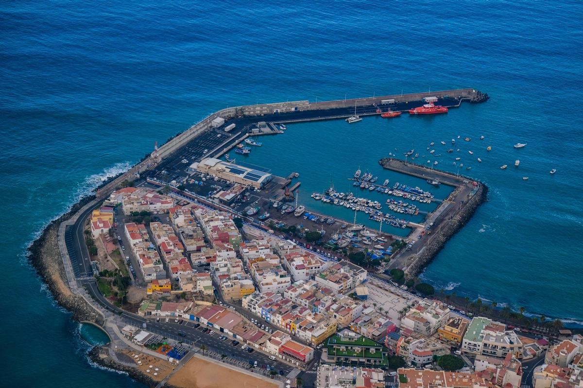 Imagen aérea del barrio marinero de Arguineguín.