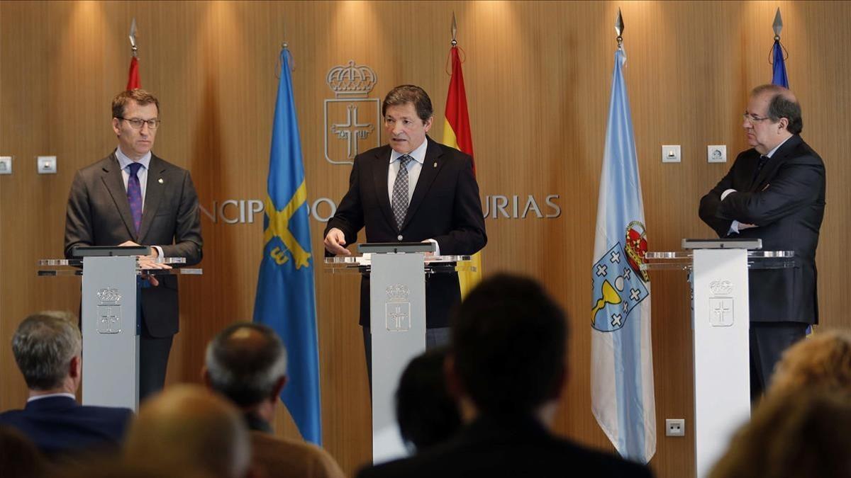 Encuentro de los Gobiernos de Galicia, Asturias y Castilla y Leon, con Javier Fernandez, Alberto Nuñez Feijóo y Juan Vicente Herrera