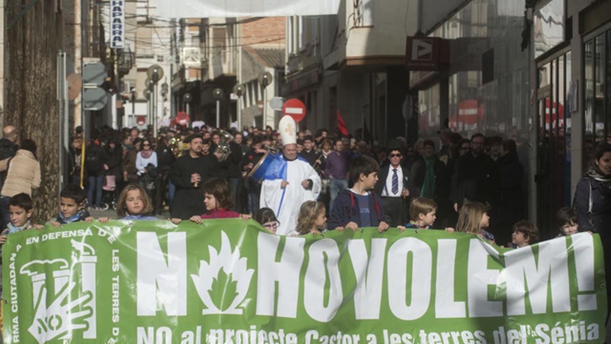 Manifestación protesta contra la indemnización de la plataforma Castor.