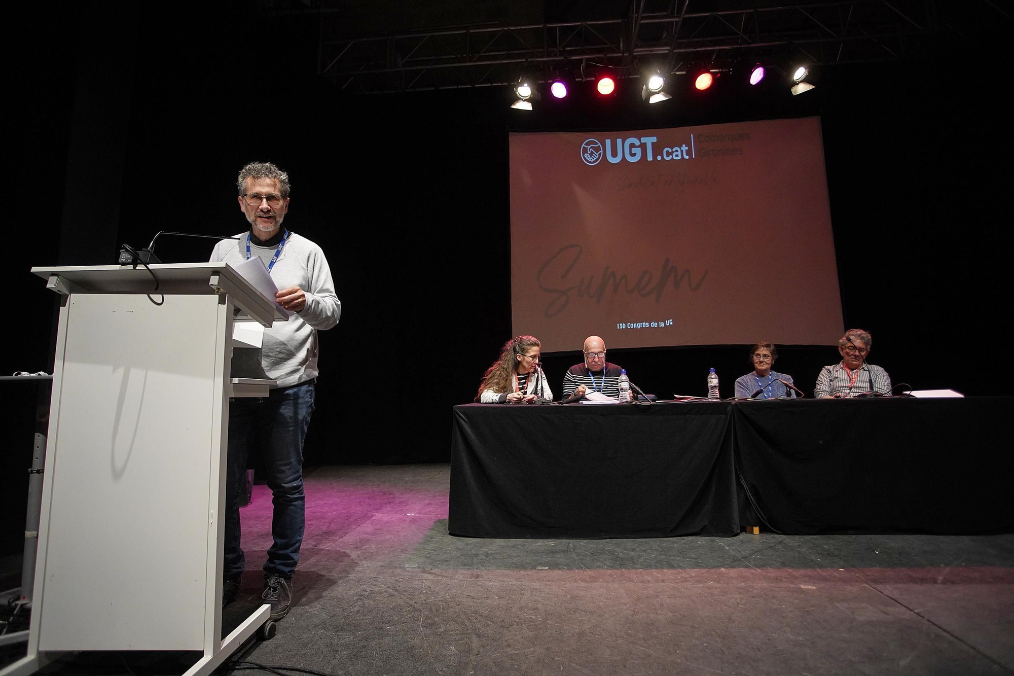 El secretari general d'UGT a Girona, Maxi Rica, en la seva intervenció al congrés