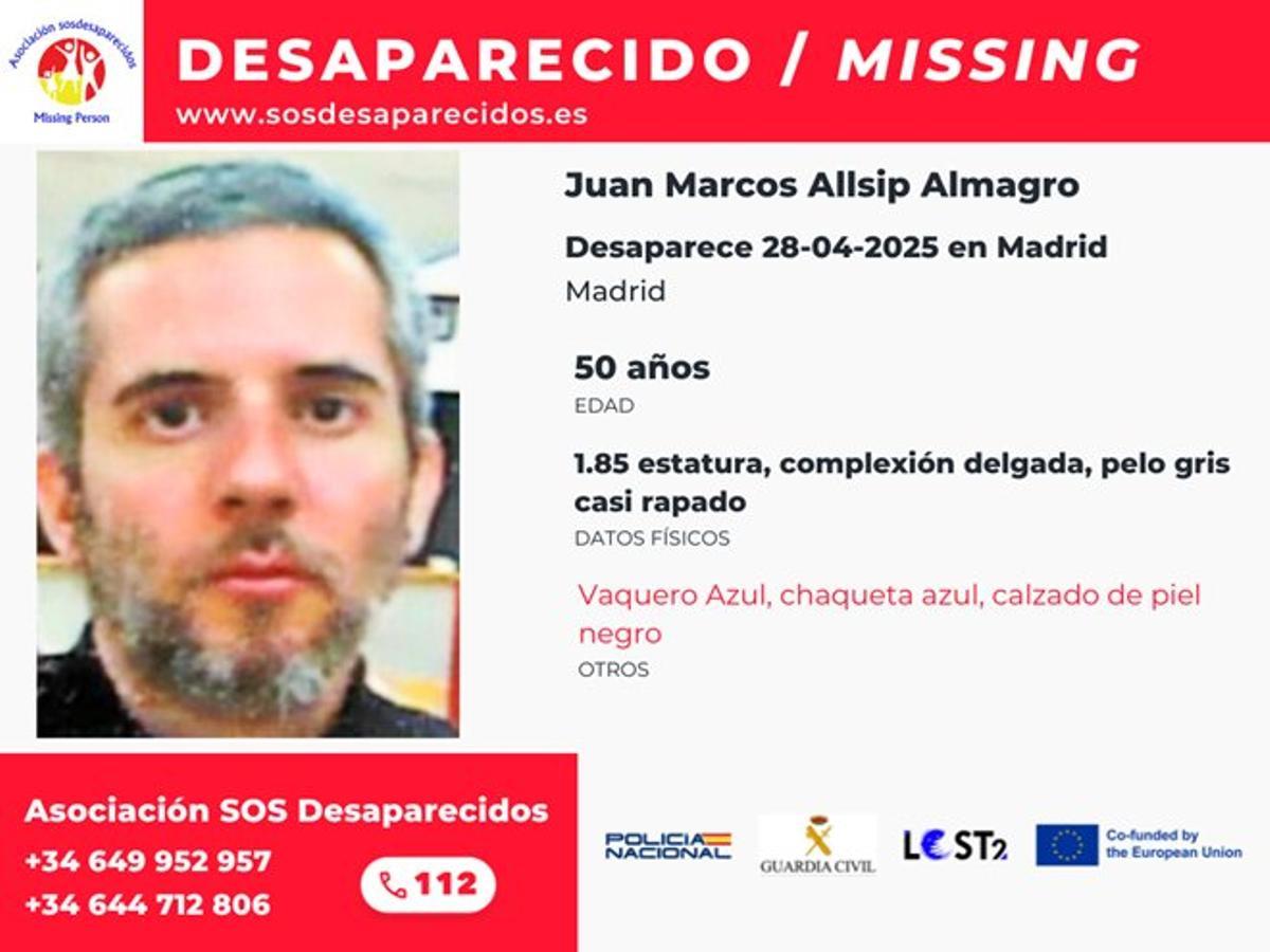 Los detalles del individuo desaparecido en Madrid.