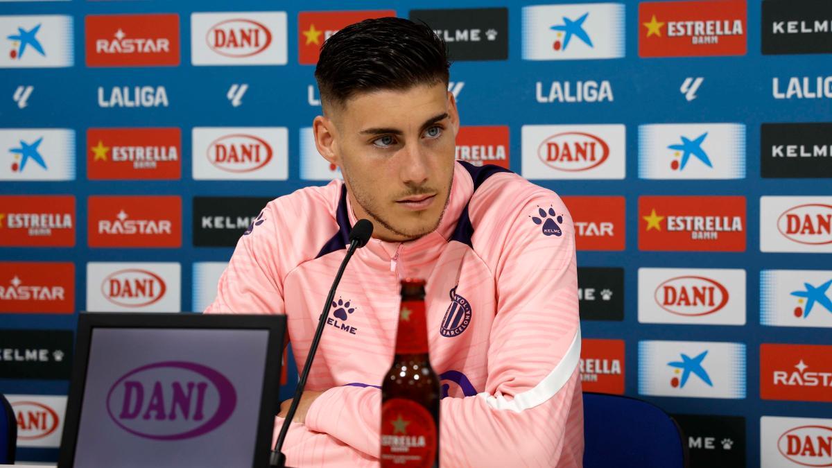 Roberto Fernández, delantero del Espanyol, en rueda de prensa