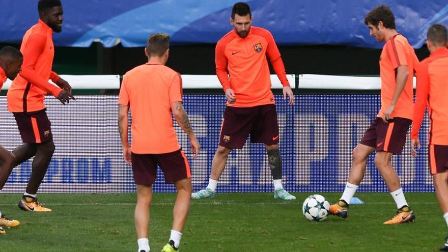 Entrenament del barça, ahir a Lisboa