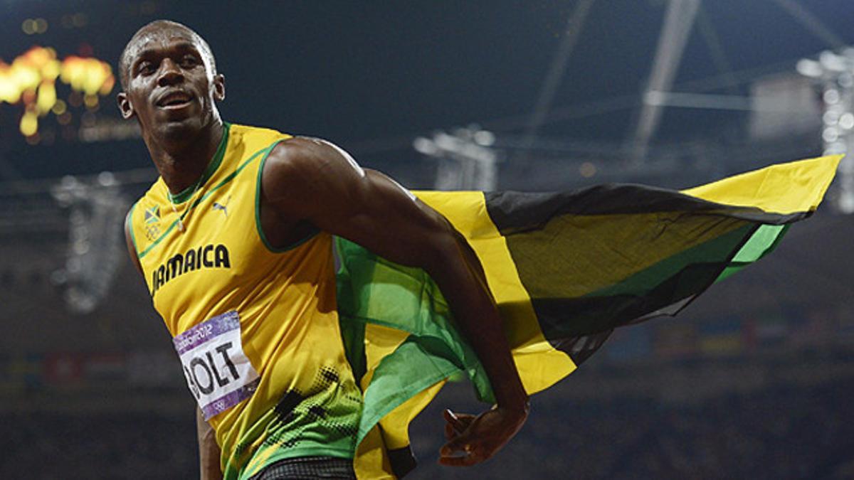 Usain Bolt, tras ganar la final de 200 metros en los Juegos de Londres