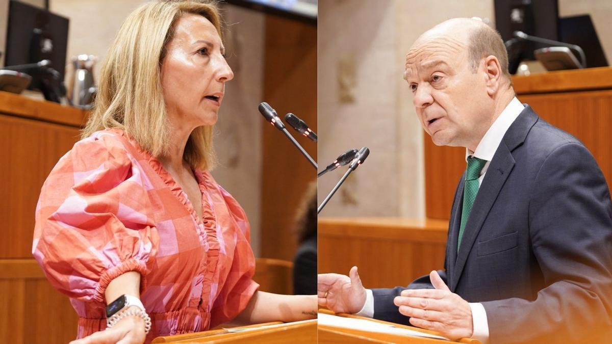 La diputada Cobos (PP) y el diputado Morón (Vox), en la iniciativa conjunta por la vivienda con prioridad nacional.