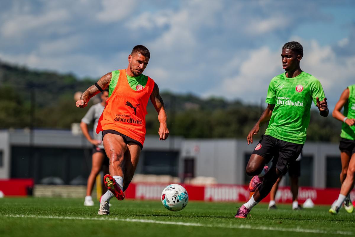 Portu y Asprilla, en un entrenamiento de esta semana.