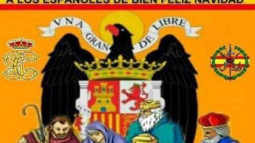 El PP de Alella borra una felicitación navideña con el águila franquista