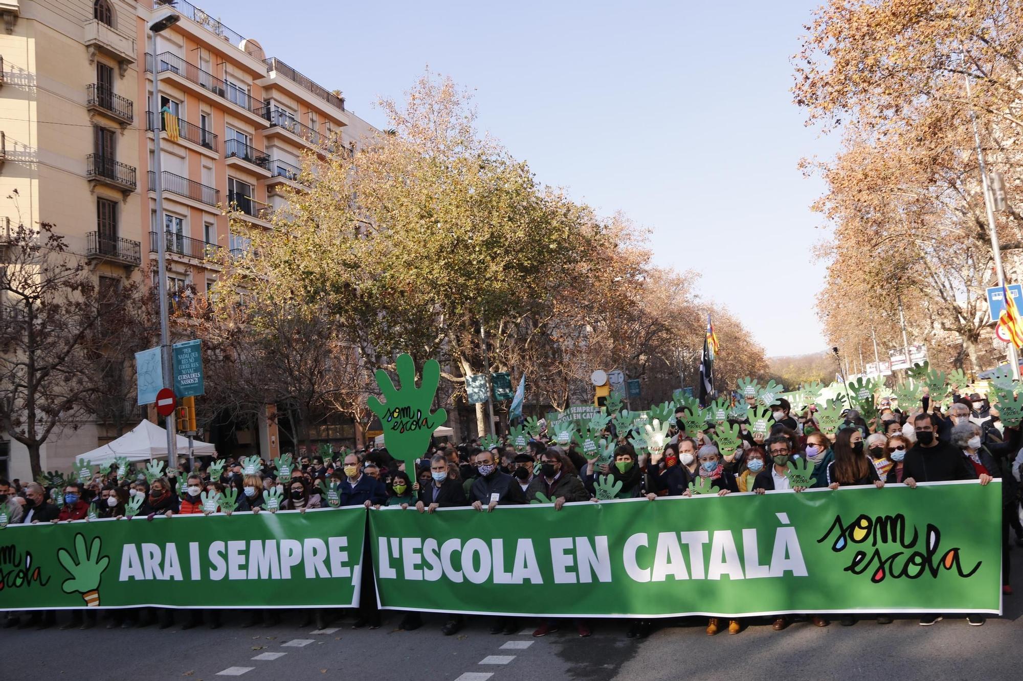 Manifestació en defensa de la immersió a les escoles catalanes