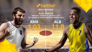 Real Madrid Baloncesto vs. ALBA Berlín: horario, TV, estadísticas, clasificación y pronósticos