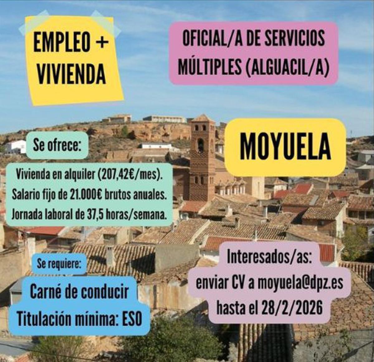 Dos ofertas de empleo municipal que incluyen vivienda.