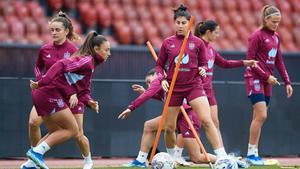 Las jugadoras de España, en un entrenamiento.