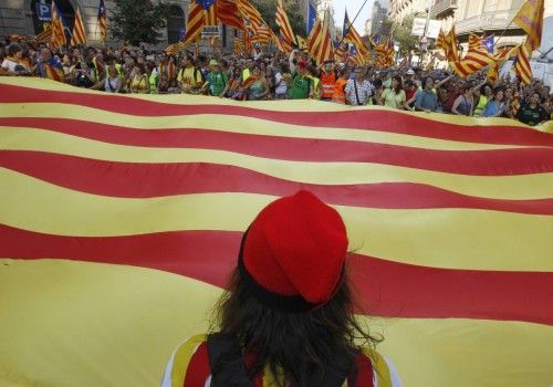 Manifestantes durante la Diada de Cataluña