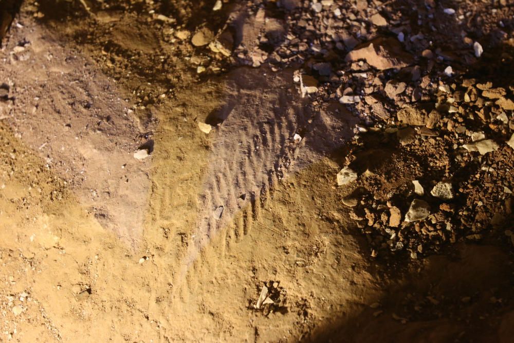 Huella de una cuerda cromañón en la Cueva del Humo.