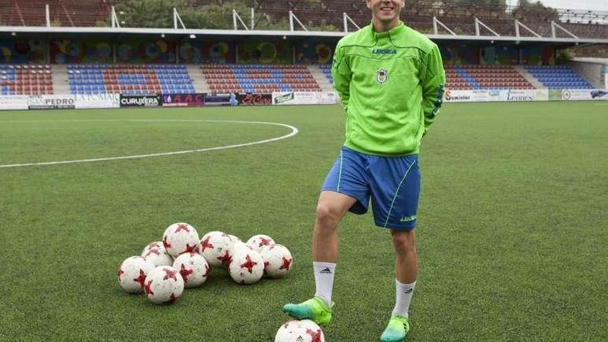 Urtzi, antes del entrenamiento de ayer en Ganzábal.