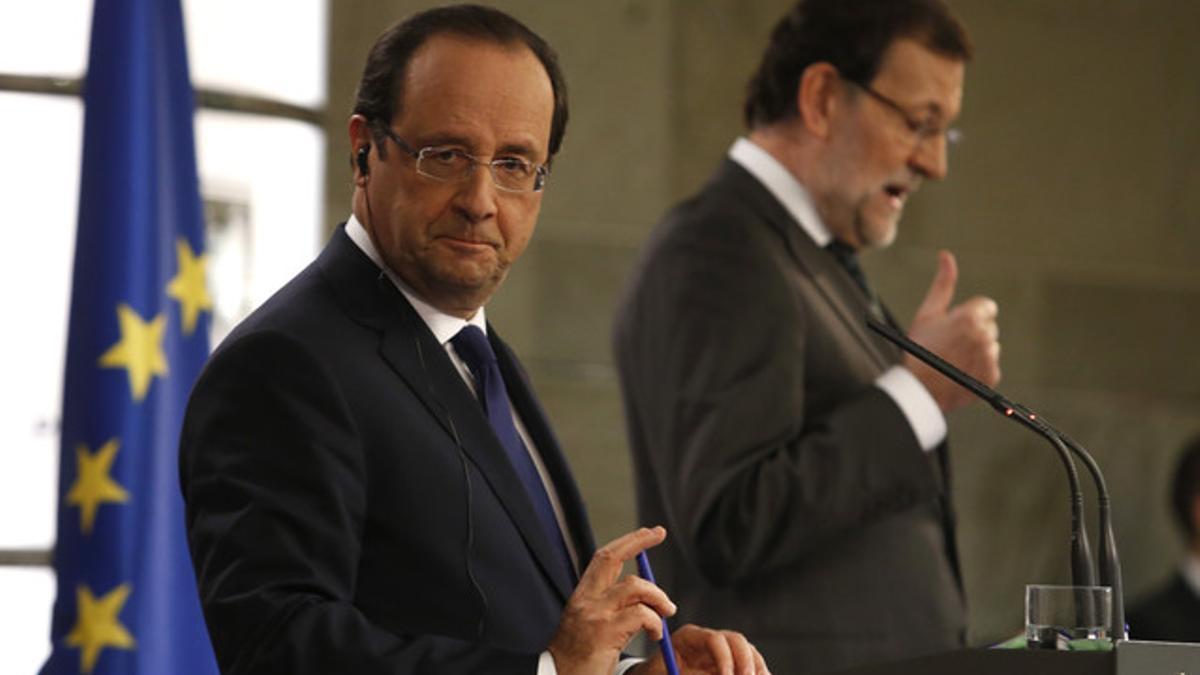 Hollande y Rajoy, en la Moncloa, este miércoles.