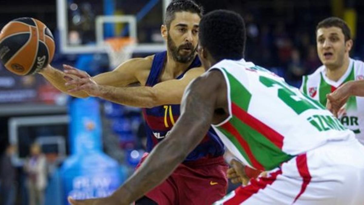 Navarro, en el último partido de la Euroliga ante el Karsiyaka en el Palau.