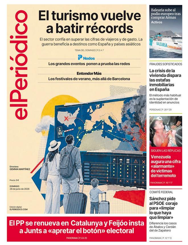 La portada de EL PERIÓDICO del 28 de junio de 2026