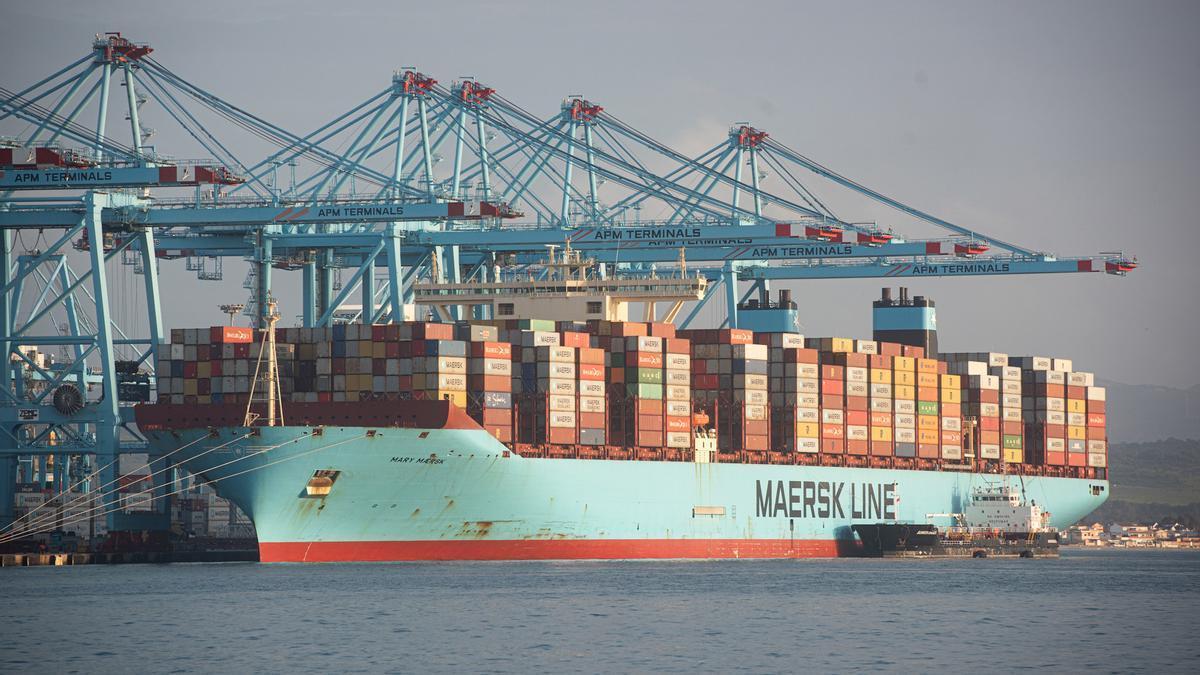 Buque de Maersk en el puerto de Algeciras, en una imagen de archivo.