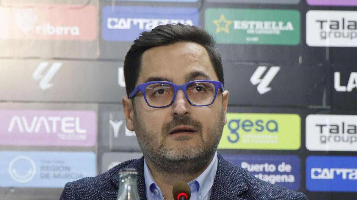 Paco Belmonte, en la sala de prensa del Cartagonova. | IVÁN URQUÍZAR