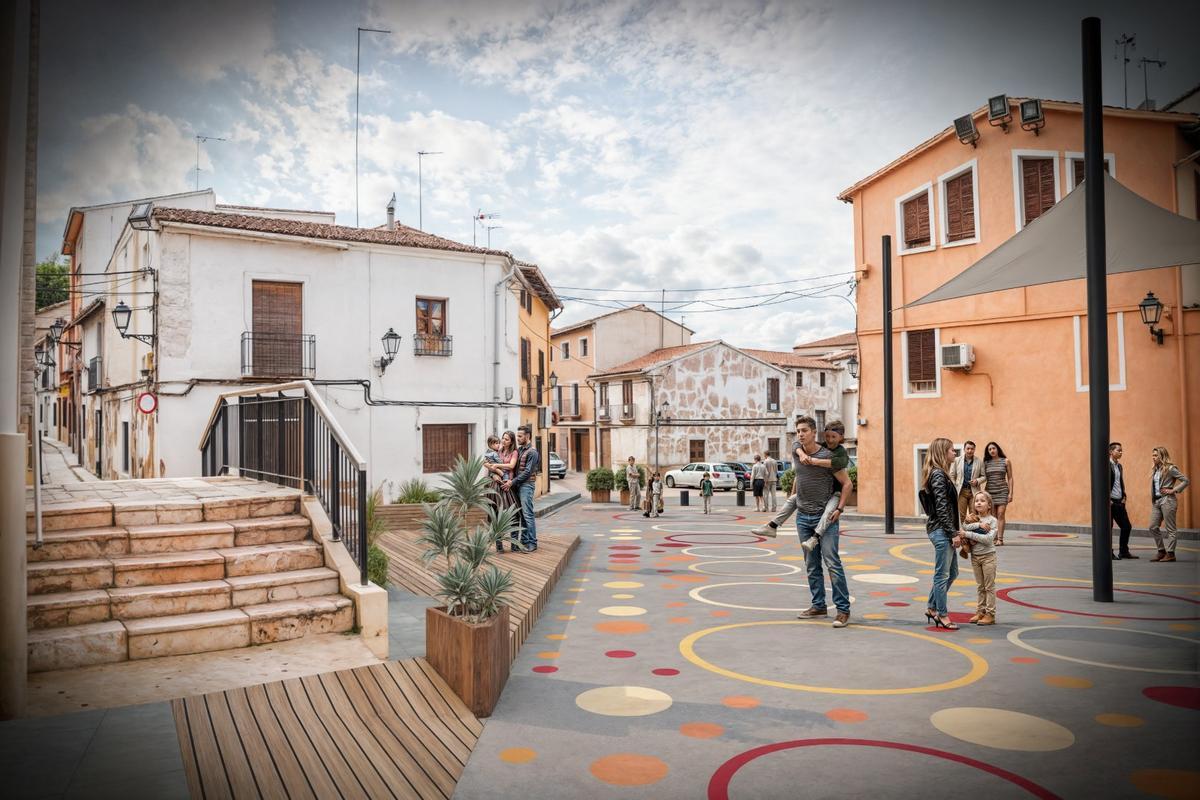 Simulación de la pacificación en el barrio del Raval de Xàtiva.