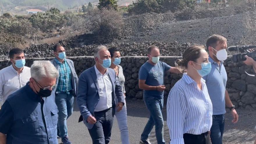 El presidente del Gobierno canario, Ángel Víctor Torres, junto a otras autoridades visita las zonas afectadas por las llamas.