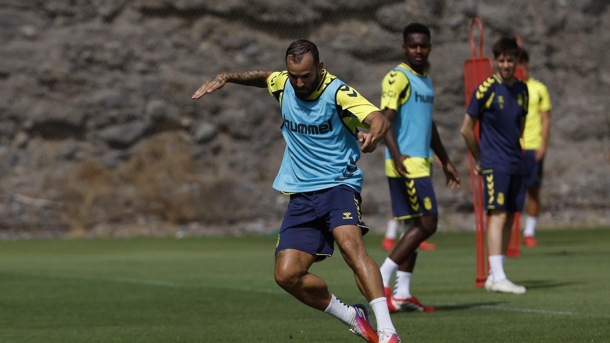 Jesé completa uno de los ejercicios en Barranco Seco, en el entrenamiento del pasado viernes.