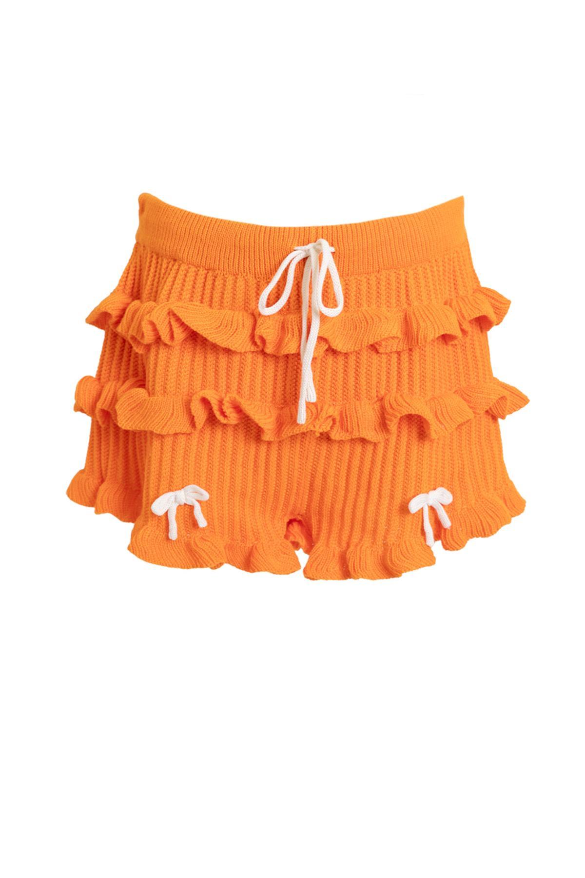 Falda volantes naranja de SHEIN.