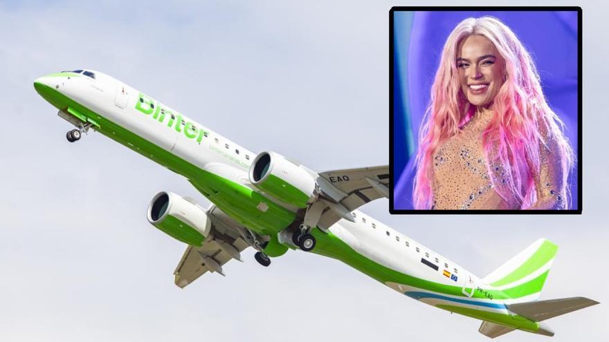 Canciones de Karol G y luces rosas en un avión: el momento en el que un Binter pone música de la artista a los pasajeros